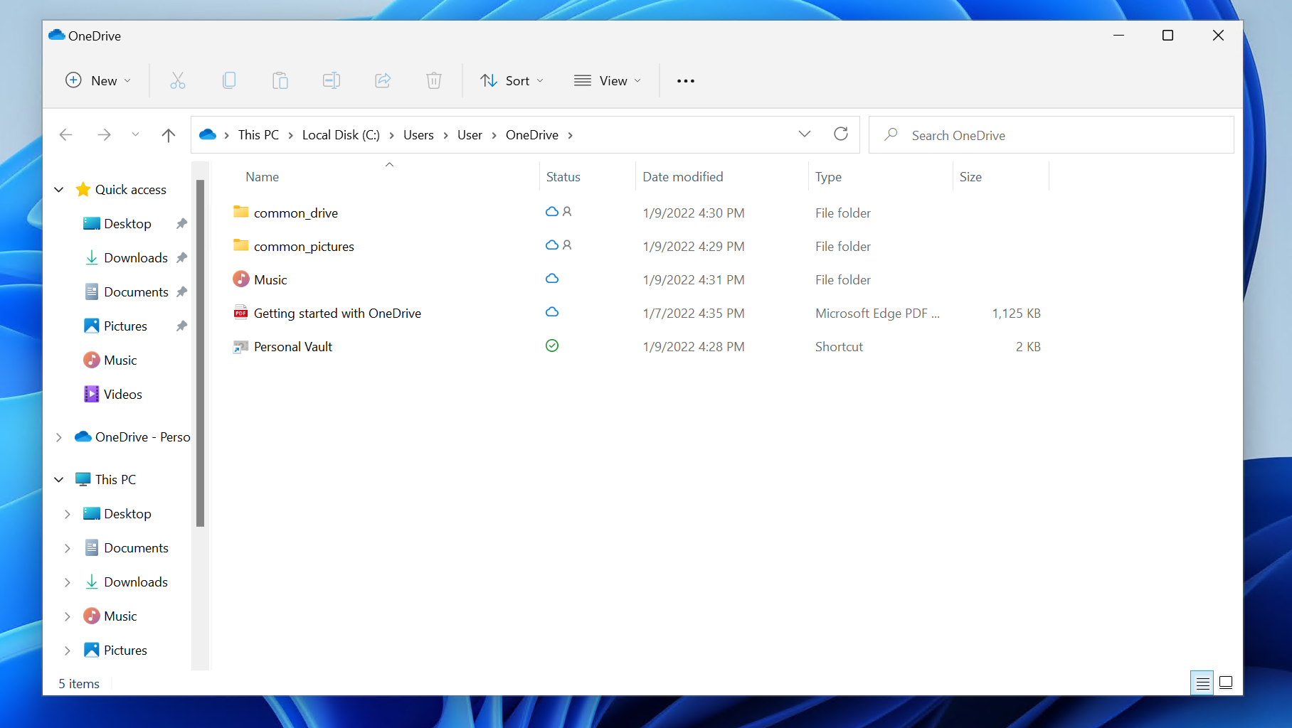 OneDrive Shared Folder on Desktop