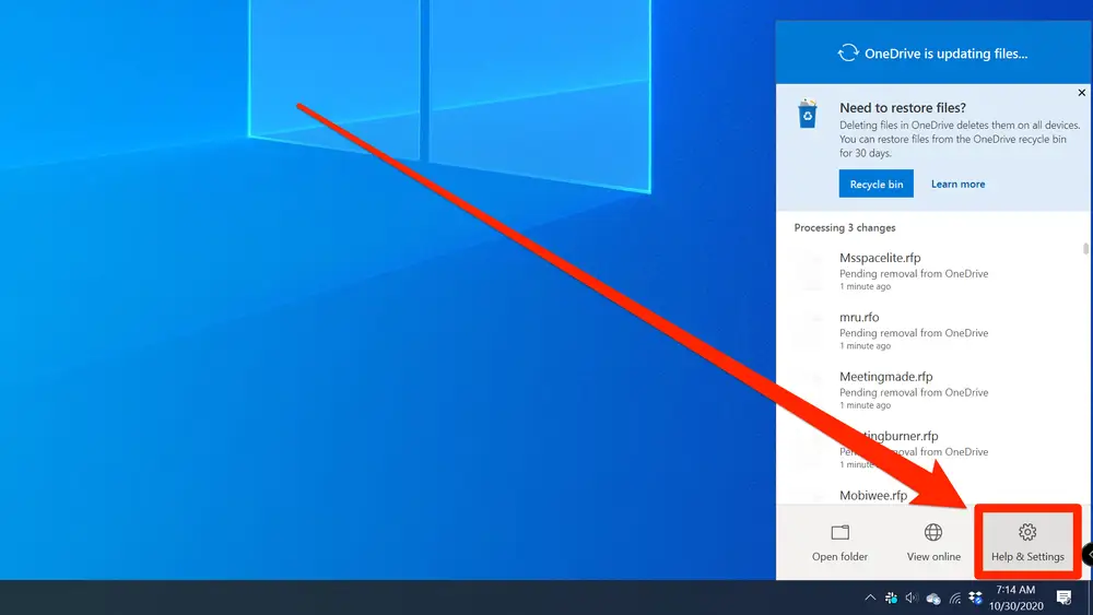 OneDrive in the Taskbar